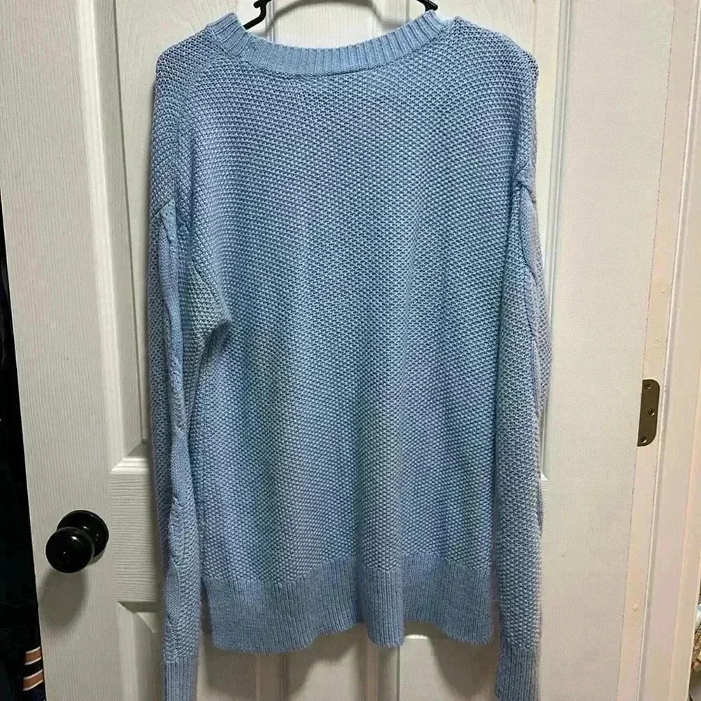BABY BLUE OVERSIZED KNIT ST JOHN’S BAY SWEATER - Picture 4 of 4